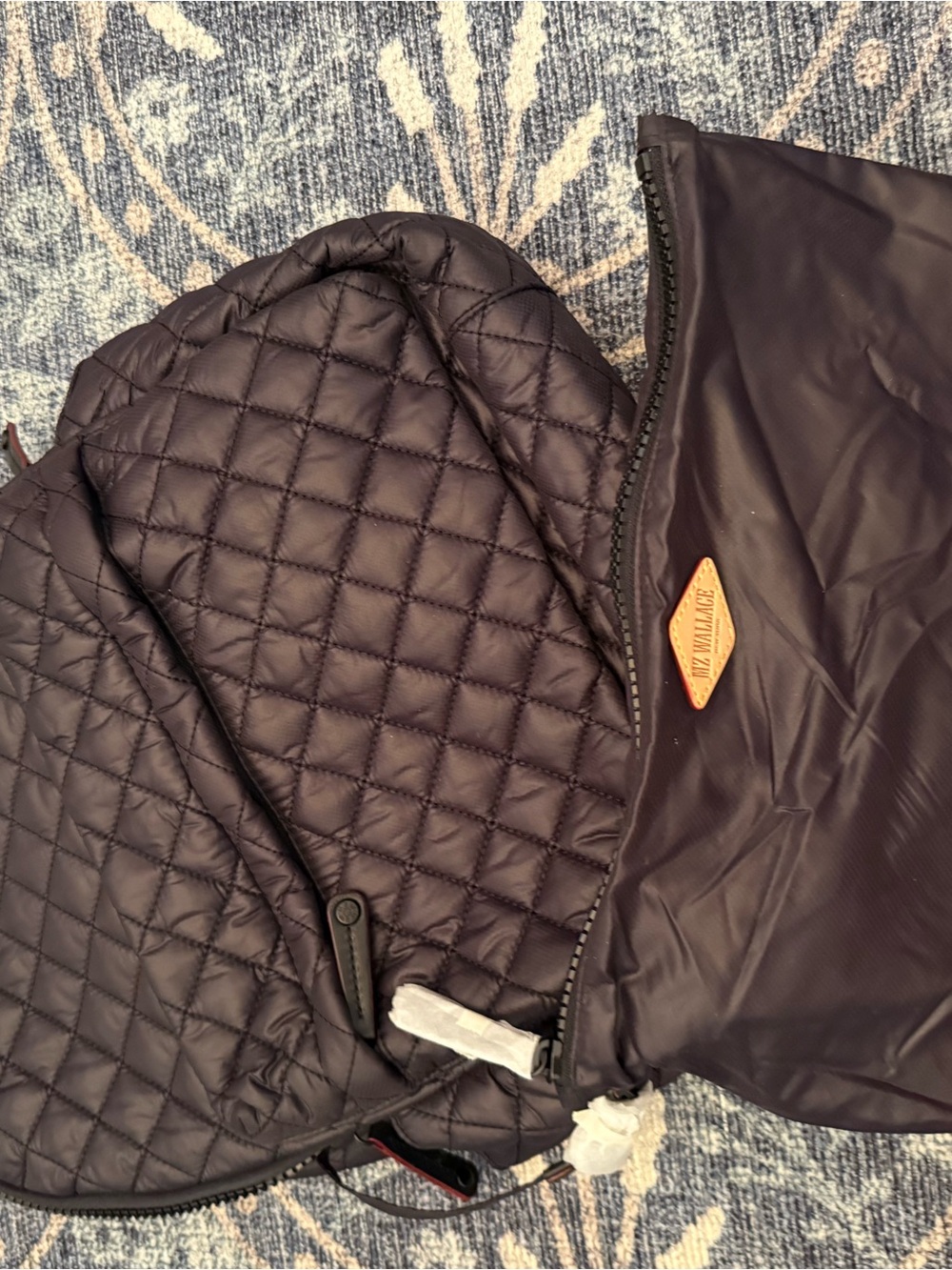 MZ Wallace Black Quilted Backpack with Red Trim - Picture 6 of 7